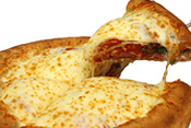 photo of a chicago style pizza